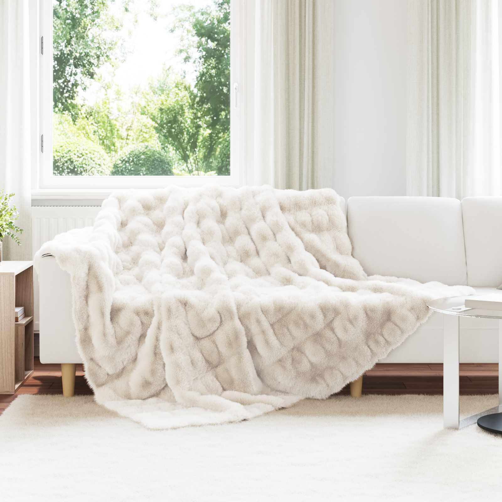 Faux Kanin Pels TÃ¦ppe Hvid 220 x 240 cm Polyester