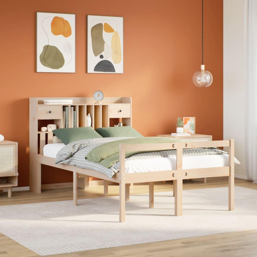 Seng med reol uden madras 135x190 cm massivt fyrretræ