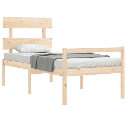 Seniorseng med sengegavl i massivt fyrretræ - 75 x 190 cm