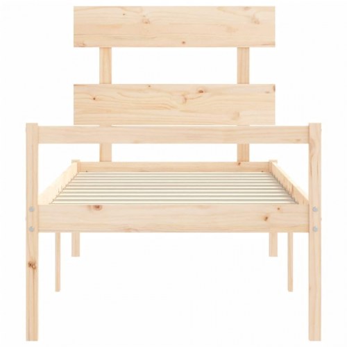 Seniorseng med sengegavl i massivt fyrretræ - 75 x 190 cm