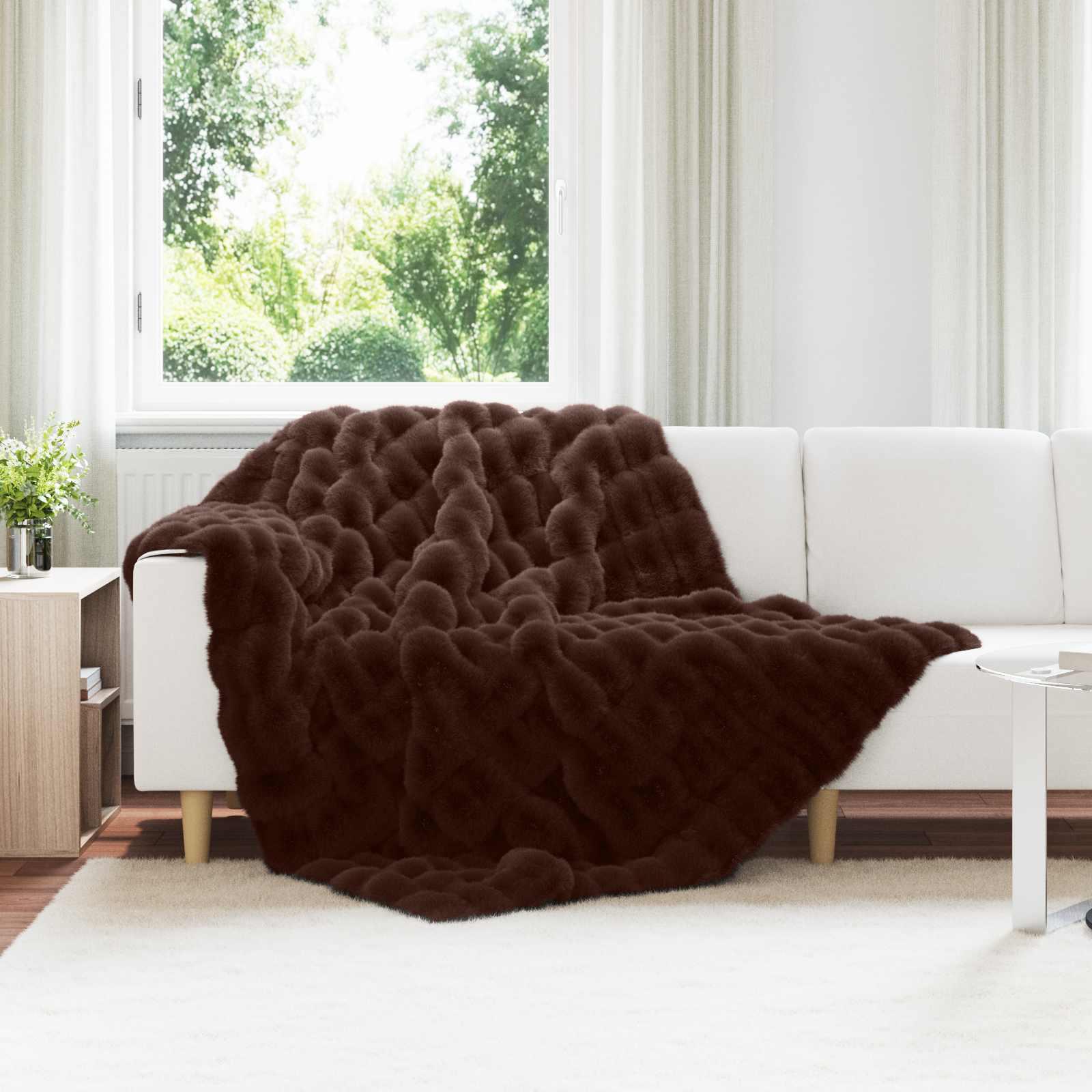 Faux Kanin Pels TÃ¦ppe Camel 150 x 220 cm Polyester