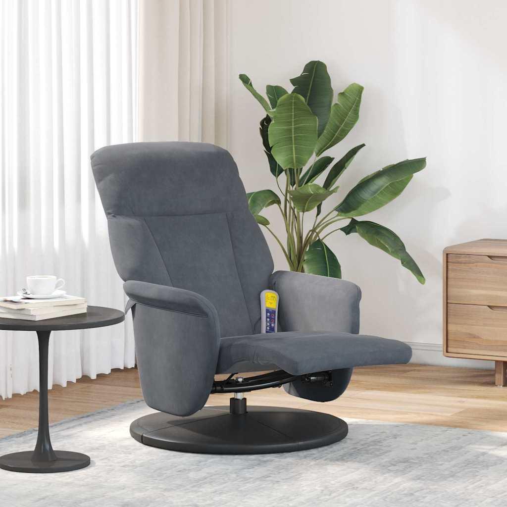 Massage Lænestol Mørkegrå 91 x 71 x 105.5 cm Fløjl