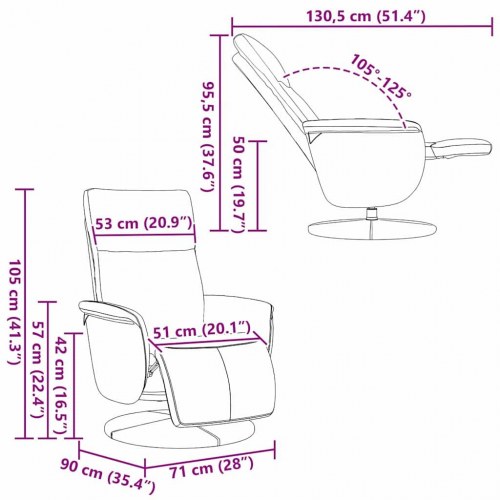 Massage Lænestol Hvid 71 x 90 x 105 cm Faux læder
