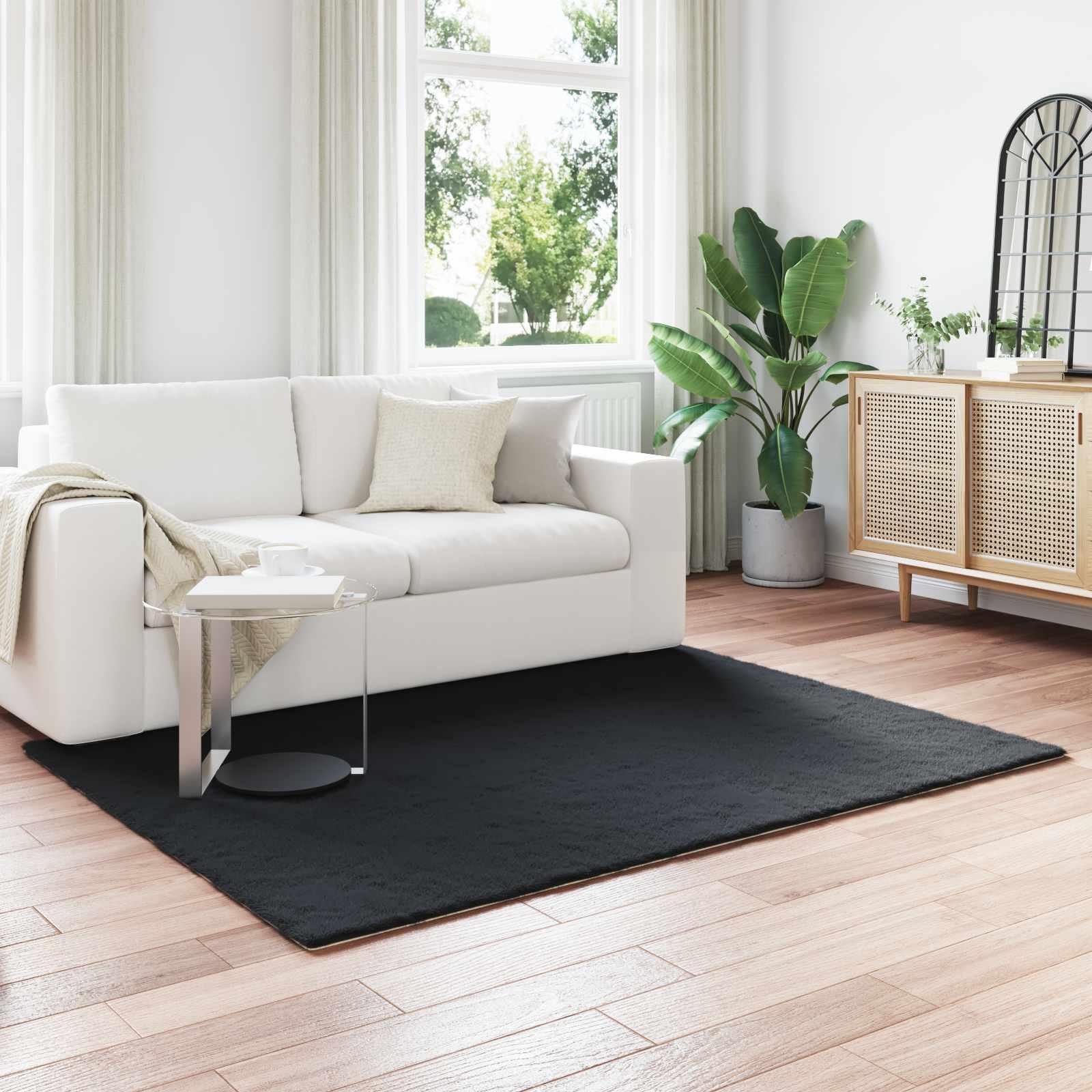 Faux Kanin Pels TÃ¦ppe Olite Sort 160 x 230 cm Polyester