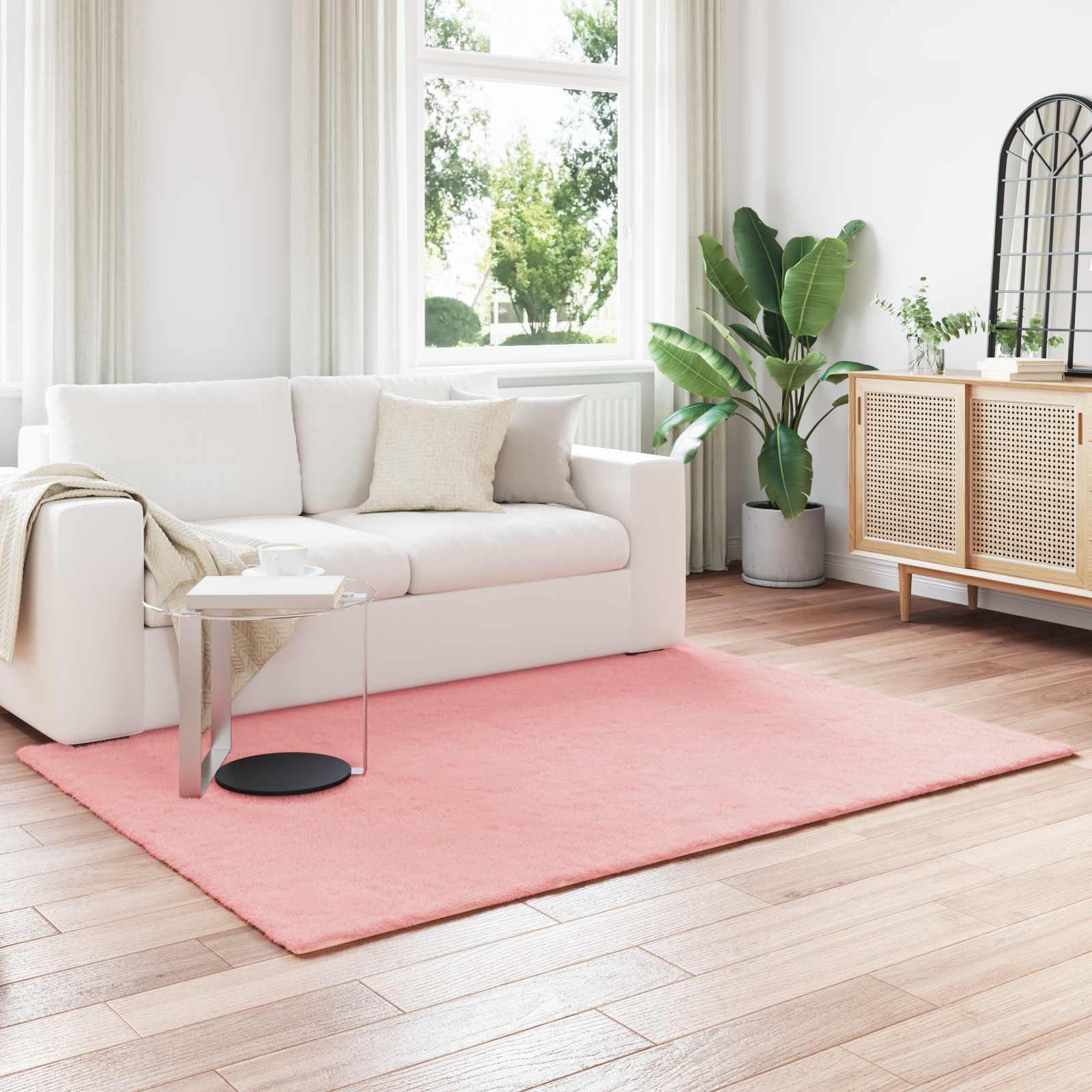 Faux Kanin Pels Tæppe Olite Lyserød 160 x 230 cm Polyester