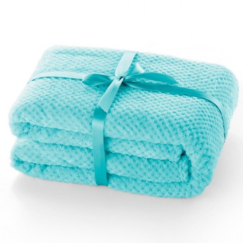 DecoKing Henry plaid - turkis, jacquard-præget, 170×210 cm