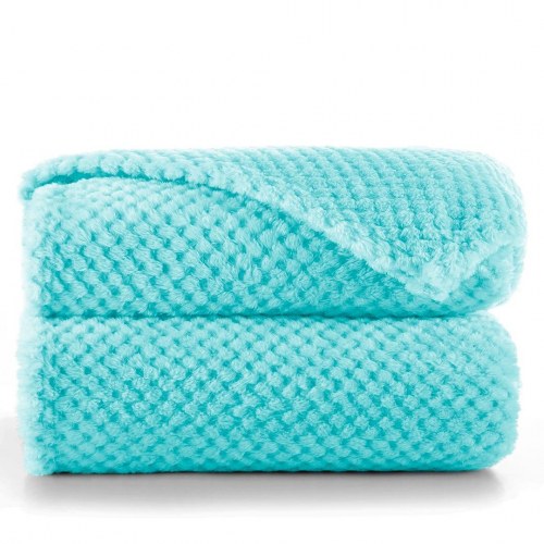 DecoKing Henry plaid - turkis, jacquard-præget, 170×210 cm