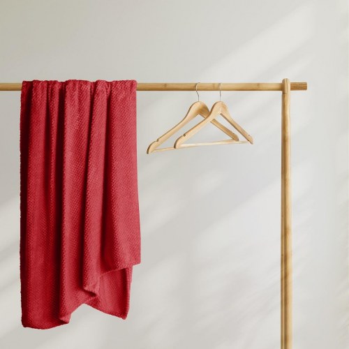 DecoKing HENRY plaid - rød, jacquard-præget, 220×240 cm