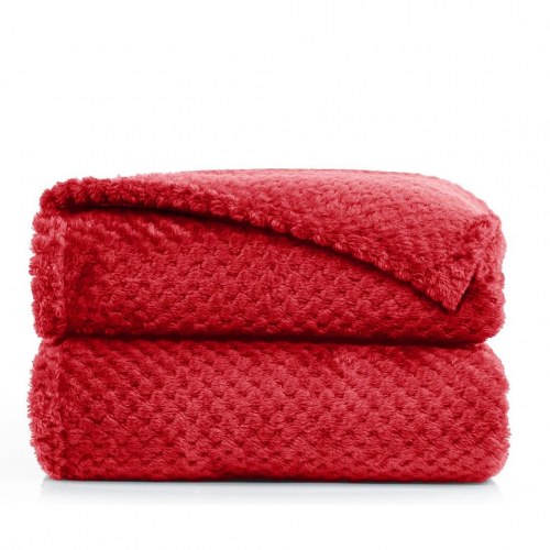DecoKing HENRY plaid - rød, jacquard-præget, 220×240 cm