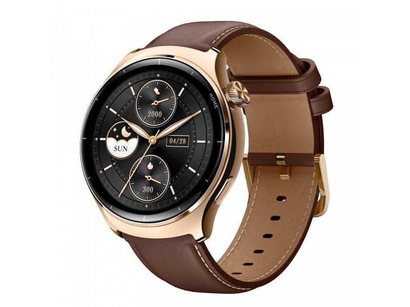 Mibro Lite 3 Pro smartwatch - rosaguld med brun rem billede
