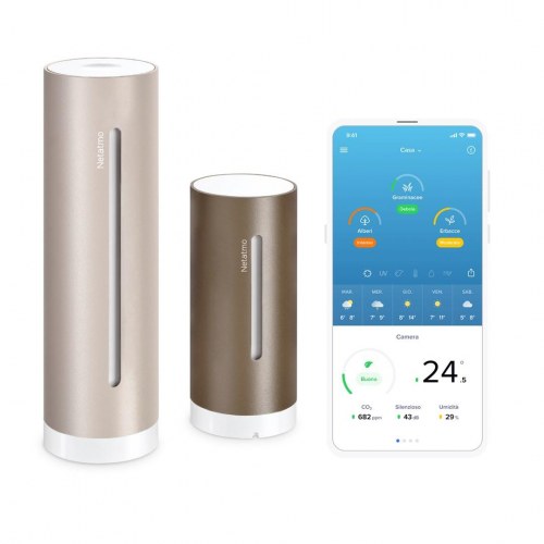 Netatmo NWS‑S vejrstation – sand/bronze, Wi‑Fi, HomeKit/Google/Alexa