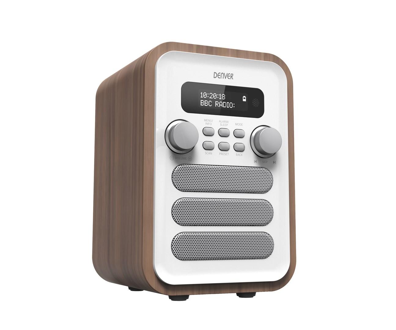 Denver DAB-48 - digital DAB+/FM radio med Bluetooth, hvid/træ billede