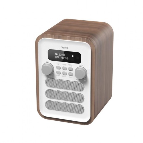 Denver DAB-48 - digital DAB+/FM radio med Bluetooth, hvid/træ