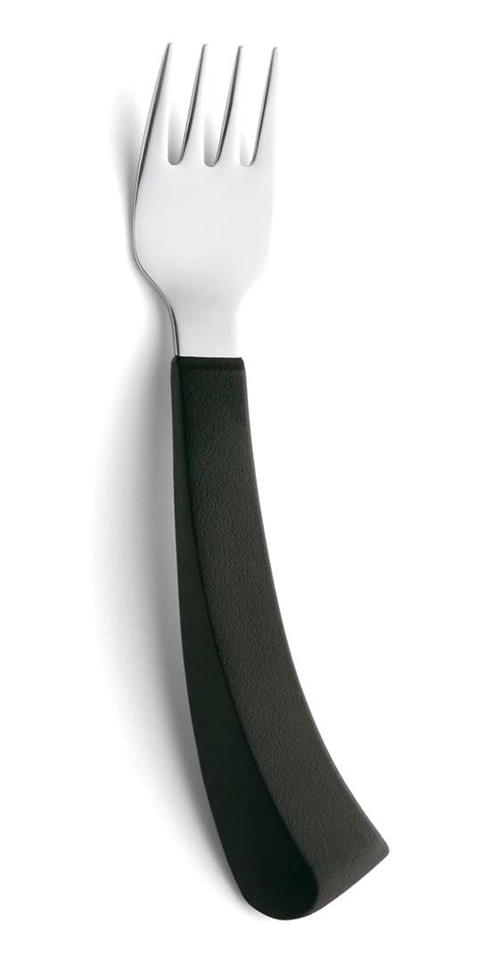SUNDO buet gaffel til venstrehÃ¥ndede - ergonomisk, sort hÃ¥ndtag