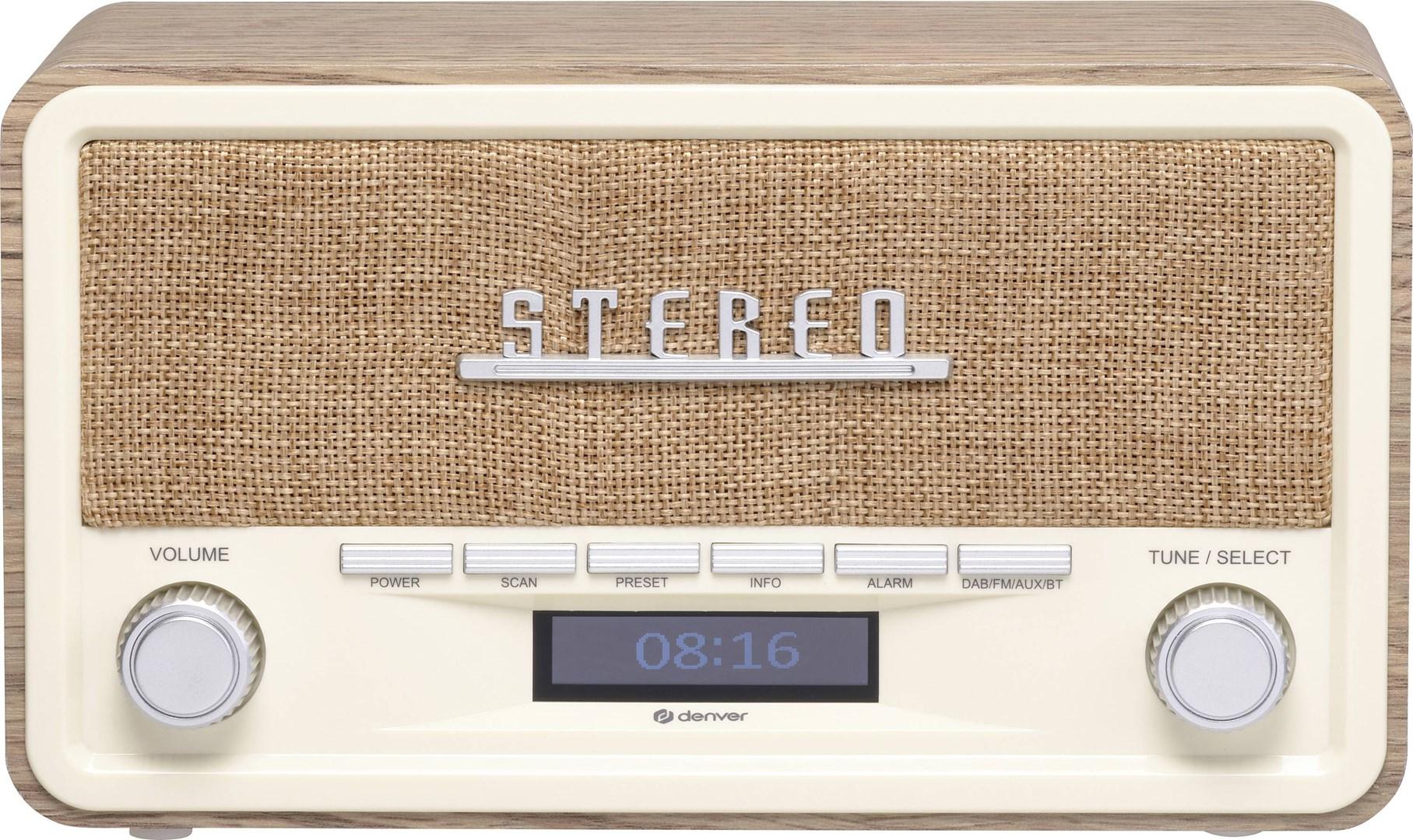 Denver DAB-18 retro radio - lys træ