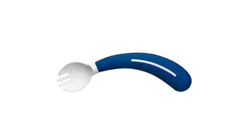 SUNDO Safe 2-i-1 gaffel-ske - ergonomisk bestik, blÃ¥/hvid