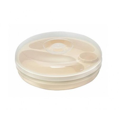 SUNDO varmholdende tallerken med låg – rund, mikroovn & opvaskemaskine