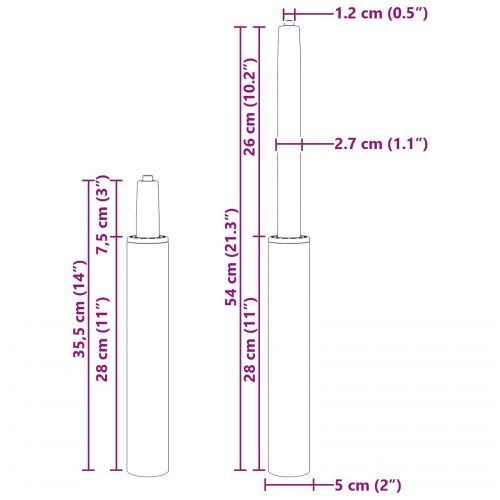 Gas-cylinder til kontorstol Sort 18,5 cm Jern