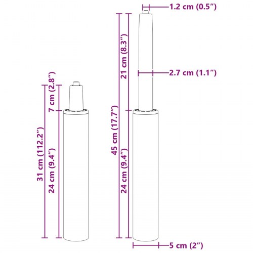 Gas-cylinder til kontorstol Sort 14 cm Jern
