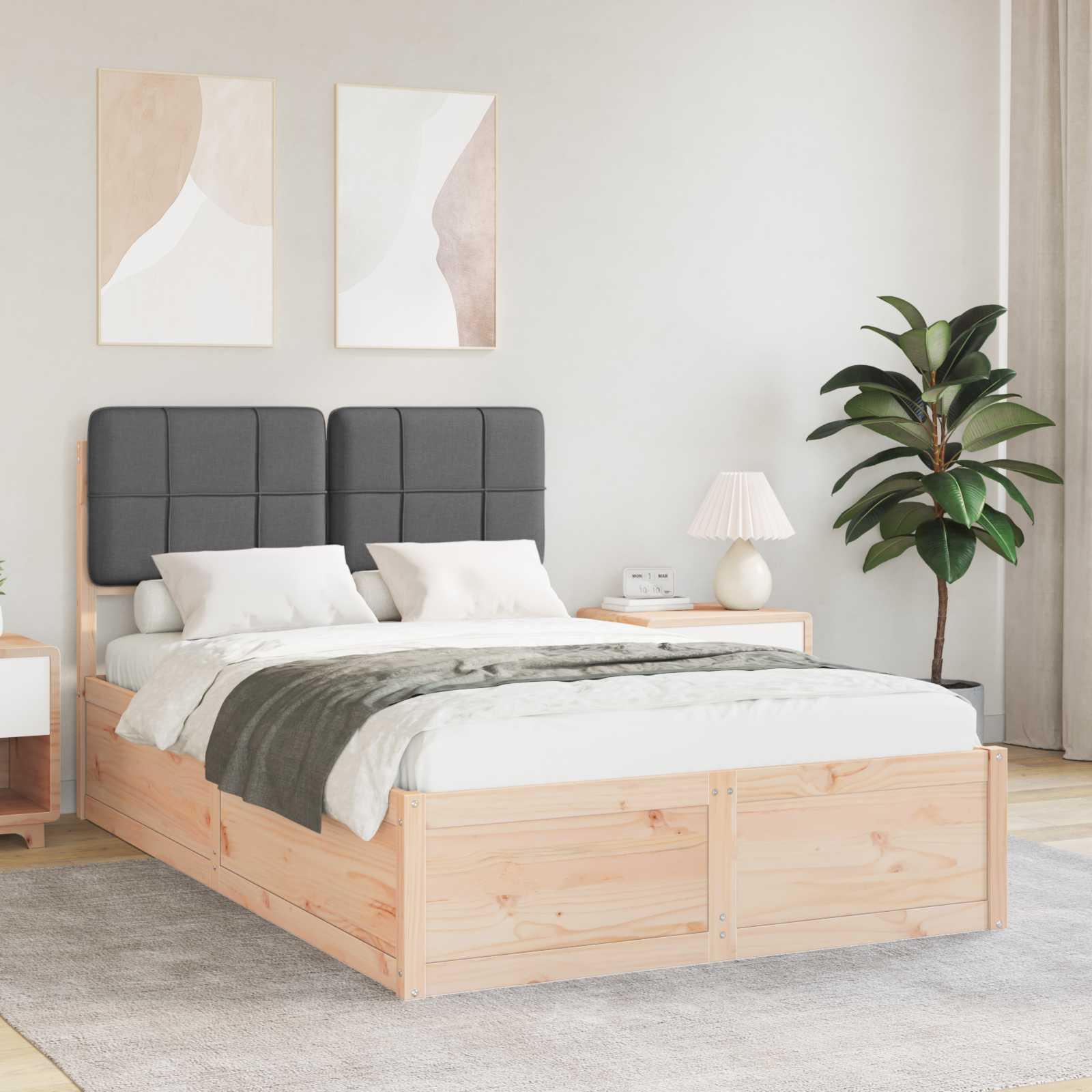 Sengestel med polstret hovedgavl - mørkegrå 120 x 200 cm