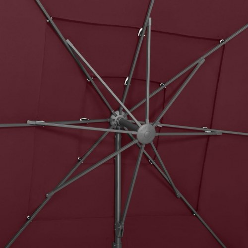 Parasol 250x250 cm 4 niveauer aluminiumsstang bordeauxrød