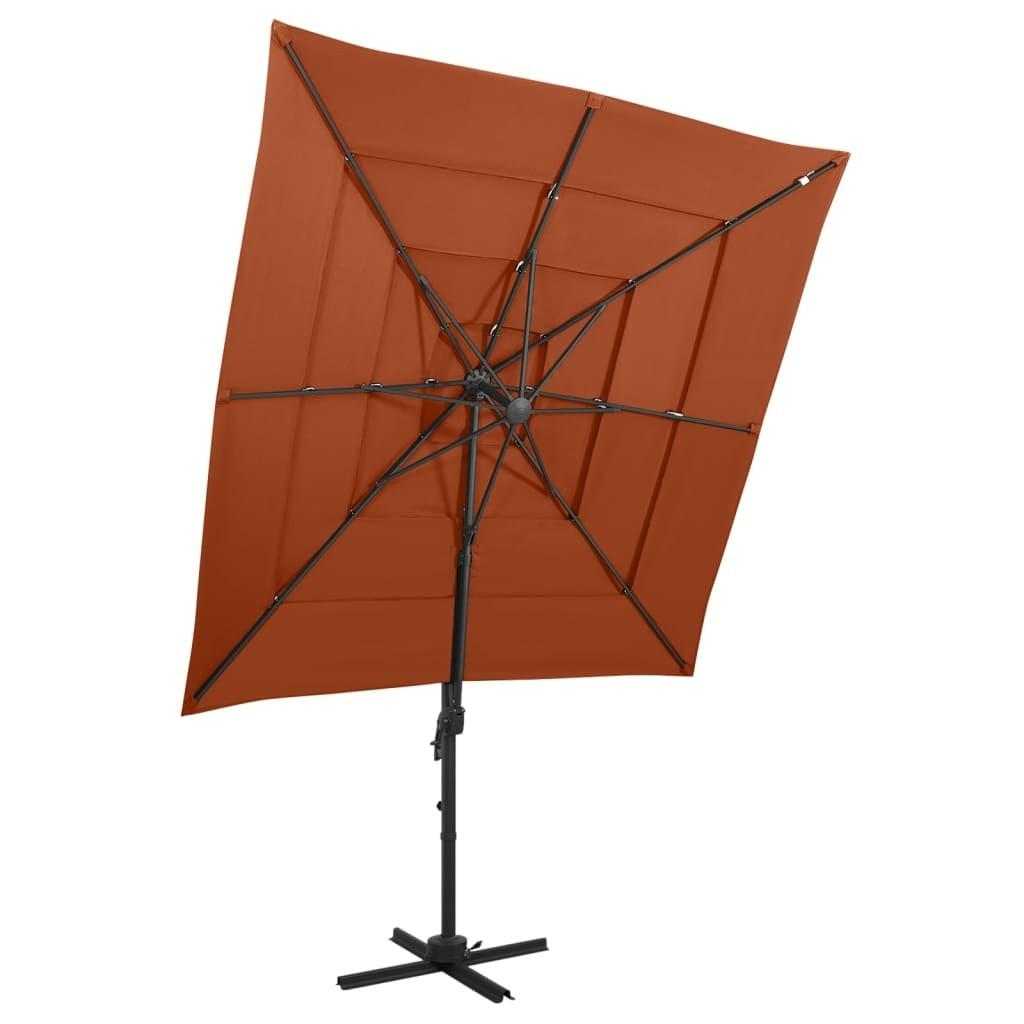 Parasol Med Aluminiumsstang Niveauer 250x250 Terrakotta