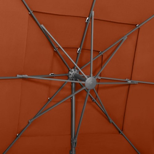 Parasol 250 x 250 cm - 4 niveauer med aluminiumsstang, terrakotta