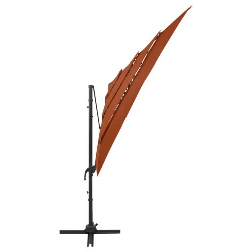 Parasol 250 x 250 cm - 4 niveauer med aluminiumsstang, terrakotta
