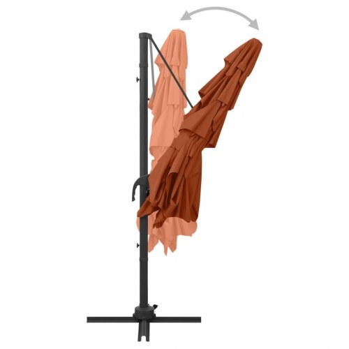 Parasol 250 x 250 cm - 4 niveauer med aluminiumsstang, terrakotta