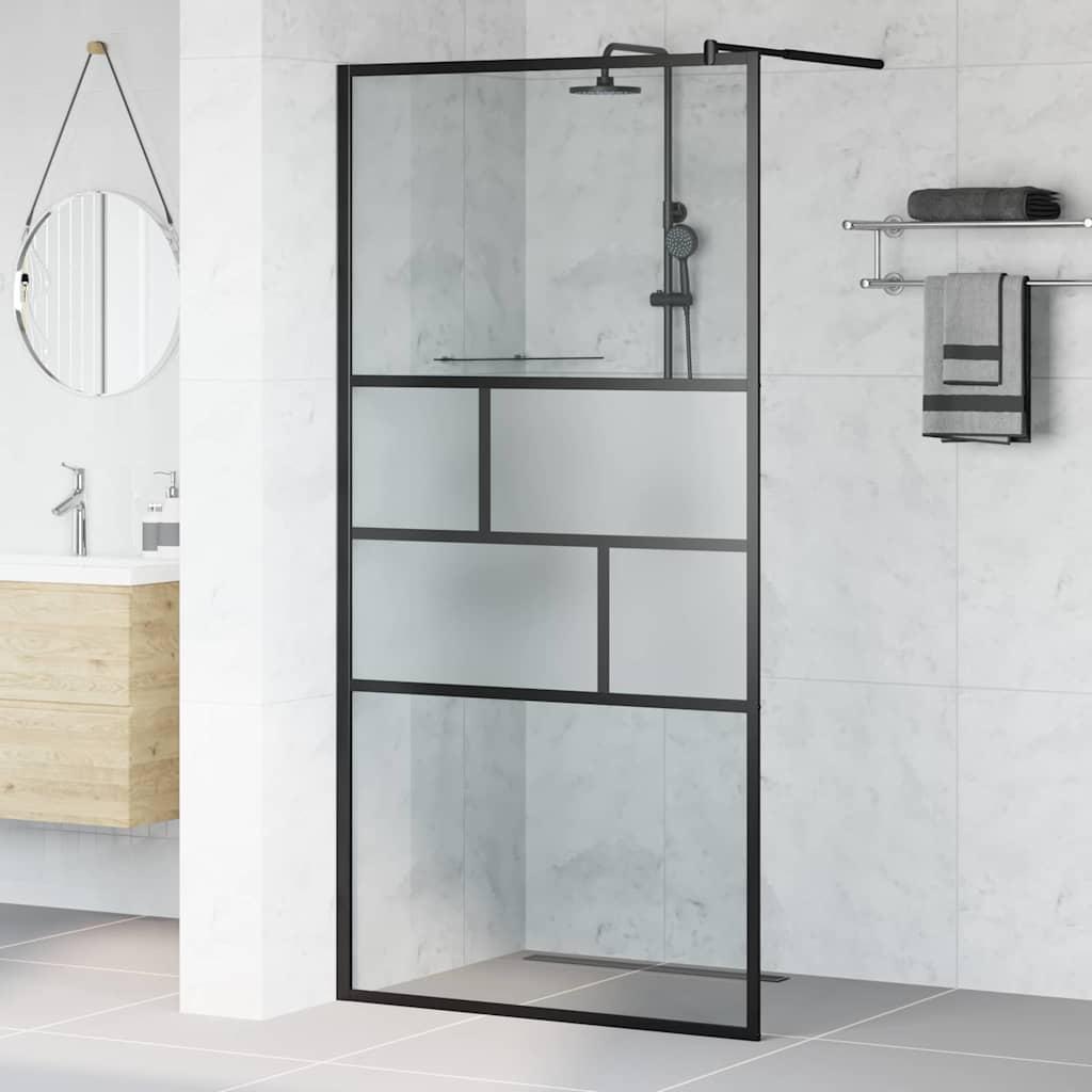Walk-in brusevæg Sort 80 x 195 x 0.5 cm Glas og Aluminium