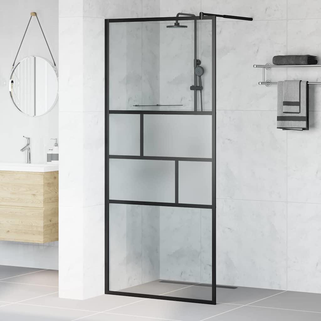 Walk-in brusevæg Sort 80 x 195 x 0.5 cm Glas og Aluminium