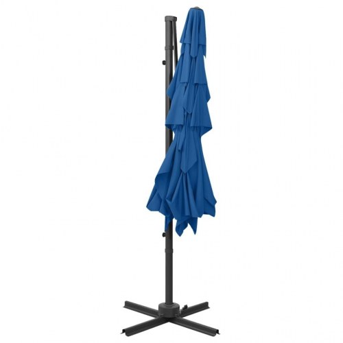 Parasol 250 × 250 cm med 4 niveauer - aluminiumsstang, azurblå