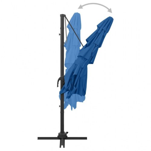 Parasol 250 × 250 cm med 4 niveauer - aluminiumsstang, azurblå