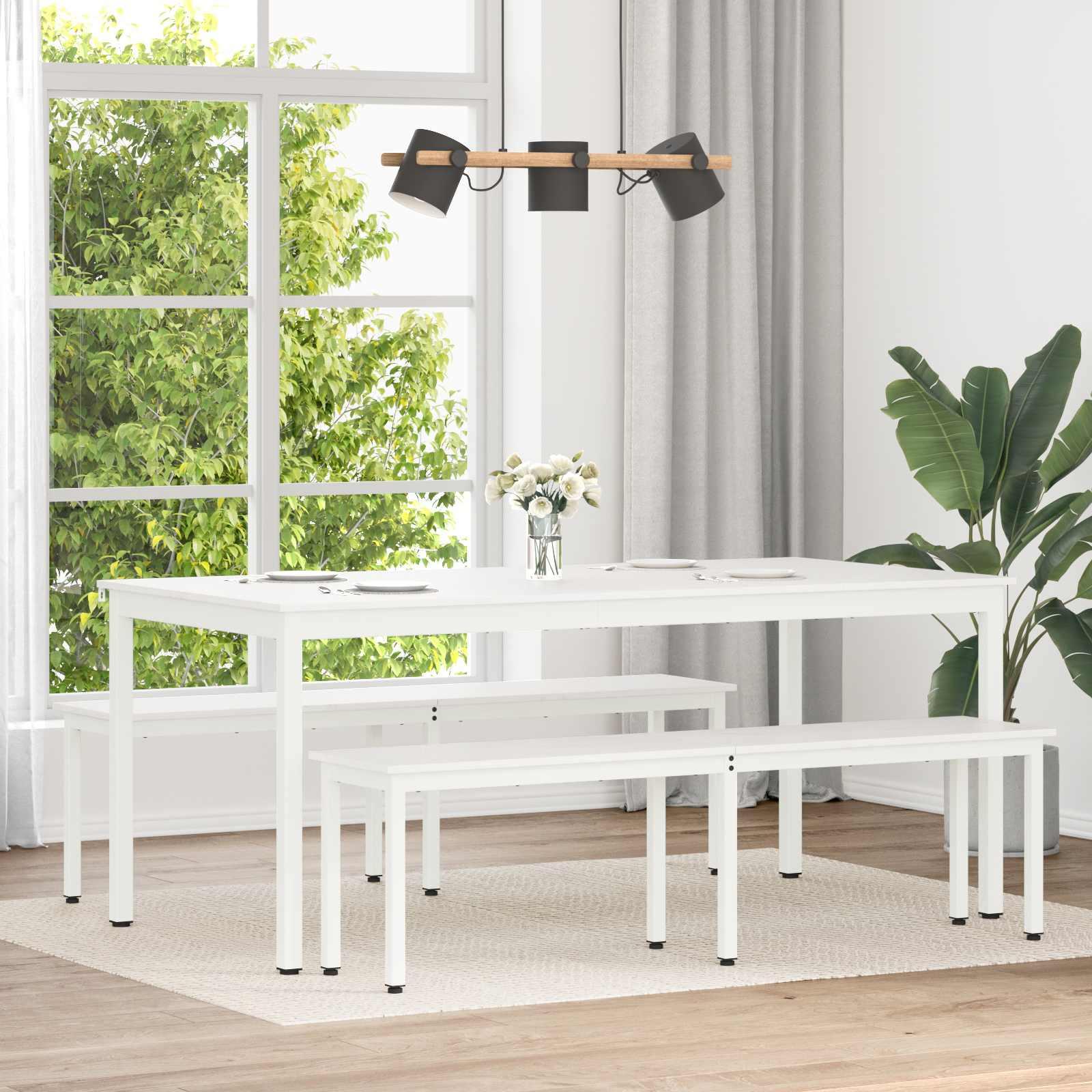 Spisebord Hvid 180 x 90 x 75 cm Massiv fyrretræ