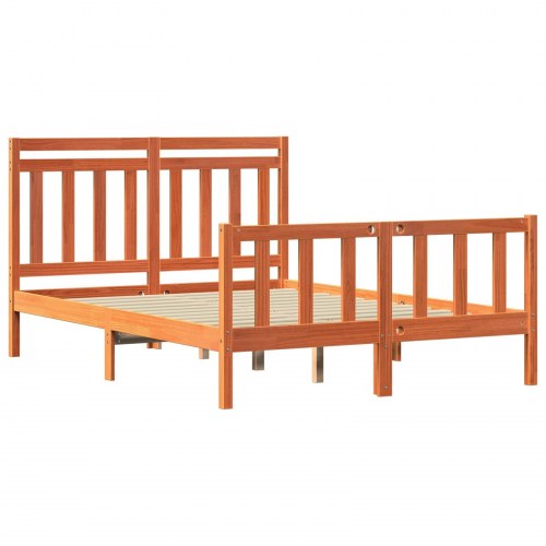 Sengestel i massiv fyrretræ - voks brun 205,5 x 155,5 x 100 cm