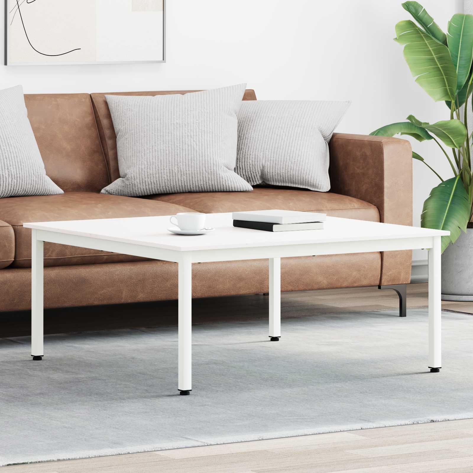 Sofabord Hvid 100 x 100 x 45 cm Massiv fyrretræ