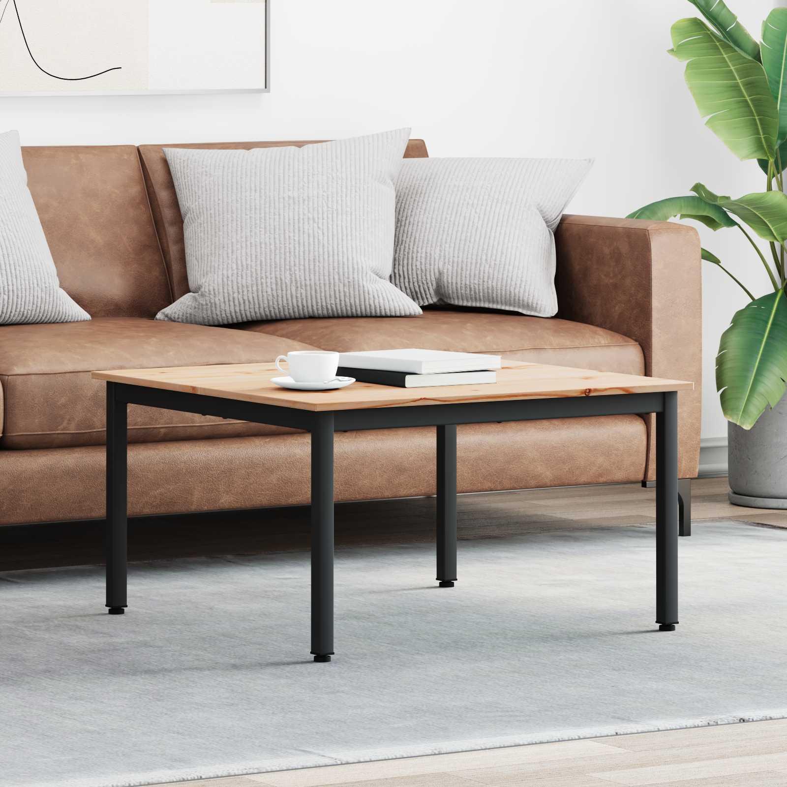 Sofabord Naturfarvet 80 x 80 x 45 cm Massiv fyrretræ