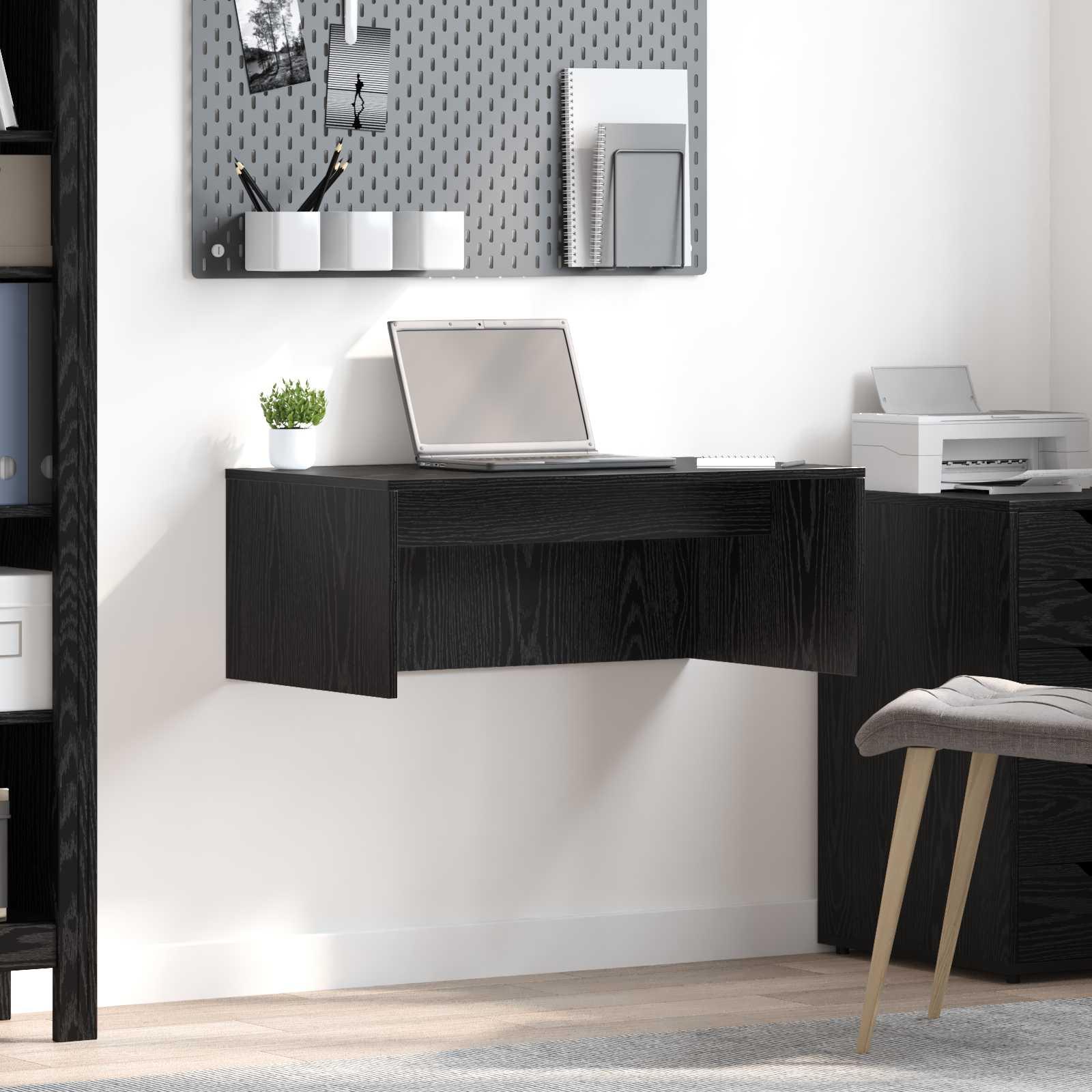 Væghængt skrivebord Sort eg 80 x 45 x 30 cm Konstrueret træ