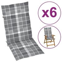 Stolehynder m. høj ryg 6 stk. 120x50x3 cm stof gråternet