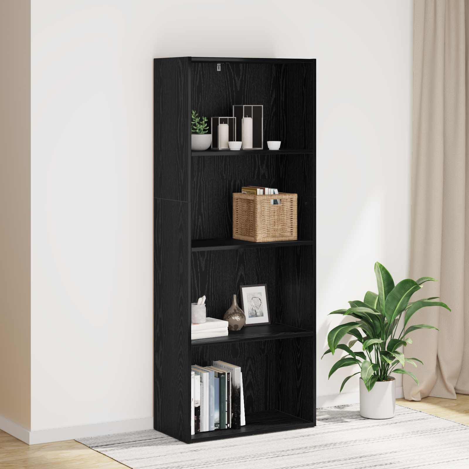 Bogskab Sort eg 60 x 30 x 151,5 cm Konstrueret træ