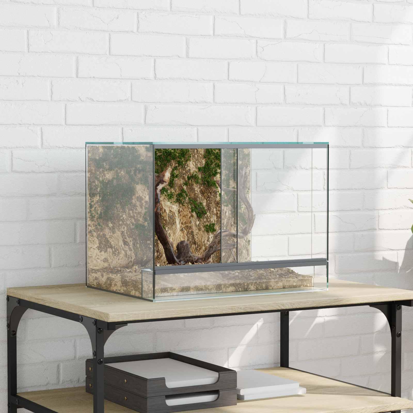 Krybdyr og amfibiehabitater Hvid 40 x 30 x 30 cm Glas