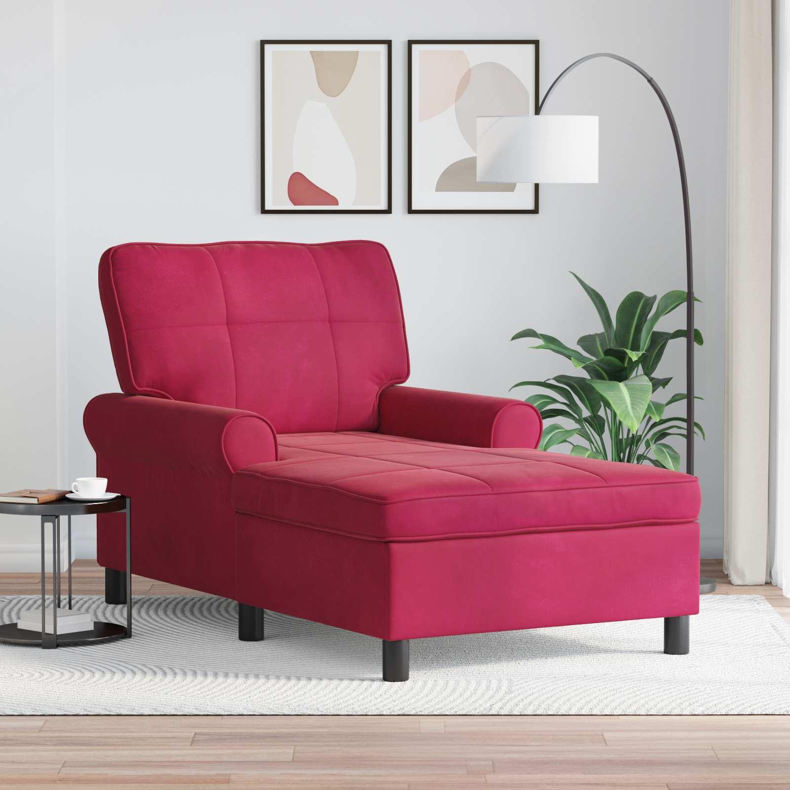 Chaise Lounge med pude Vinrød 91 x 157 x 91 cm Fløjl