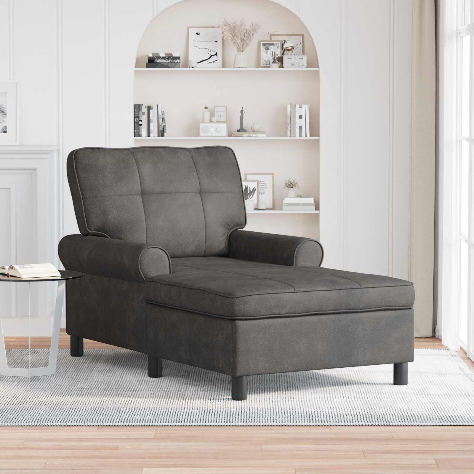 Chaise Lounge med pude Sort 91 x 157 x 91 cm Faux læder