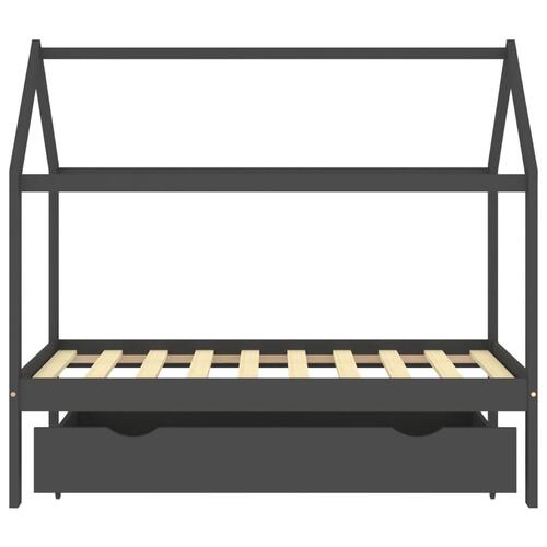 Sengestel til børn + skuffe 80x160 cm massivt fyrretræ mørkegrå