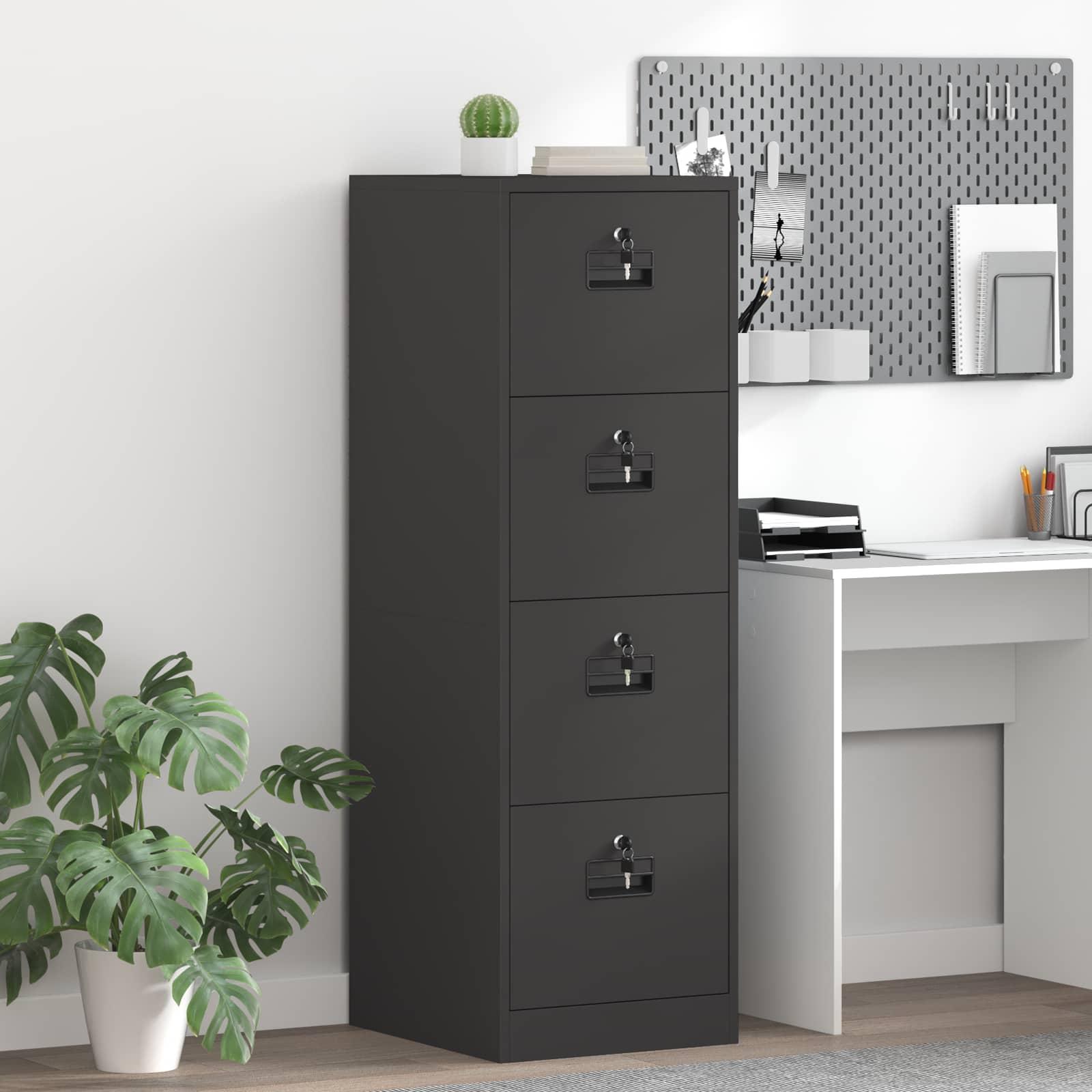 Arkivskab - 2 stk, sort, 44 × 50 × 139 cm, koldvalset stål