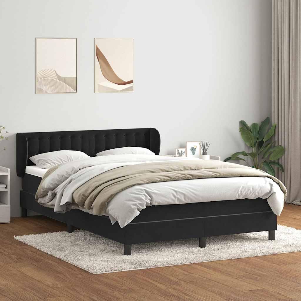 vidaXL kontinentalseng med madras 160x210 cm fløjl sort