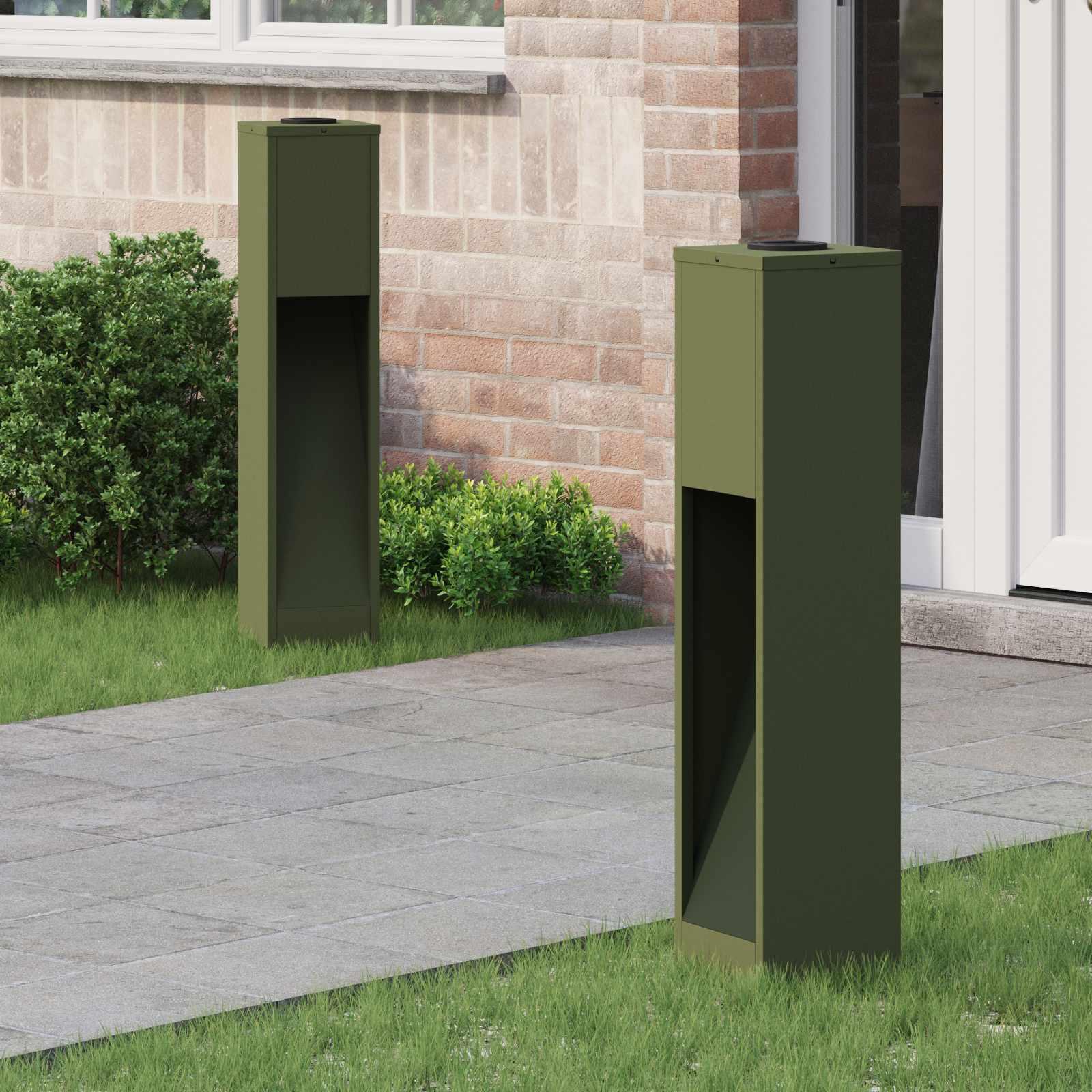 Solar Led Sti Lys 2 stk Oliven grøn Koldvalset Stål