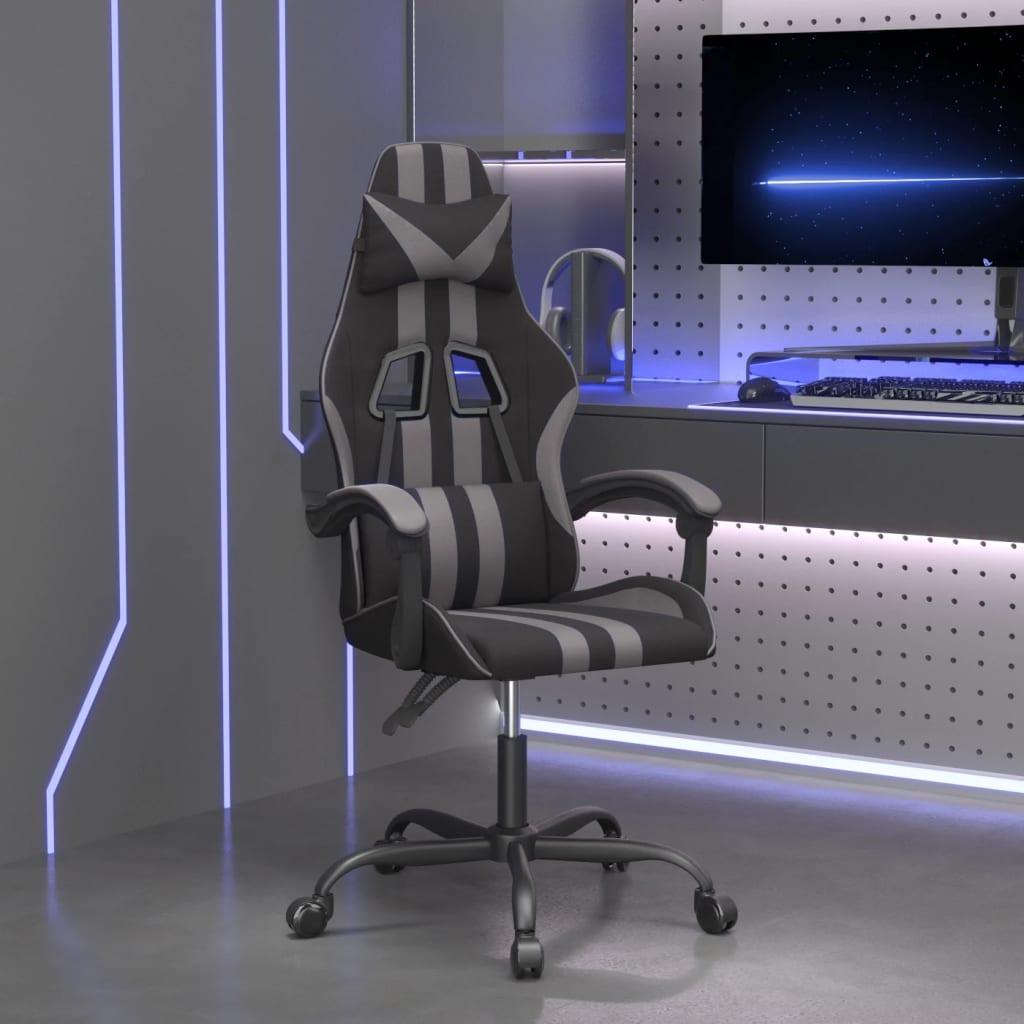 Drejelig gamingstol kunstlæder sort og grå