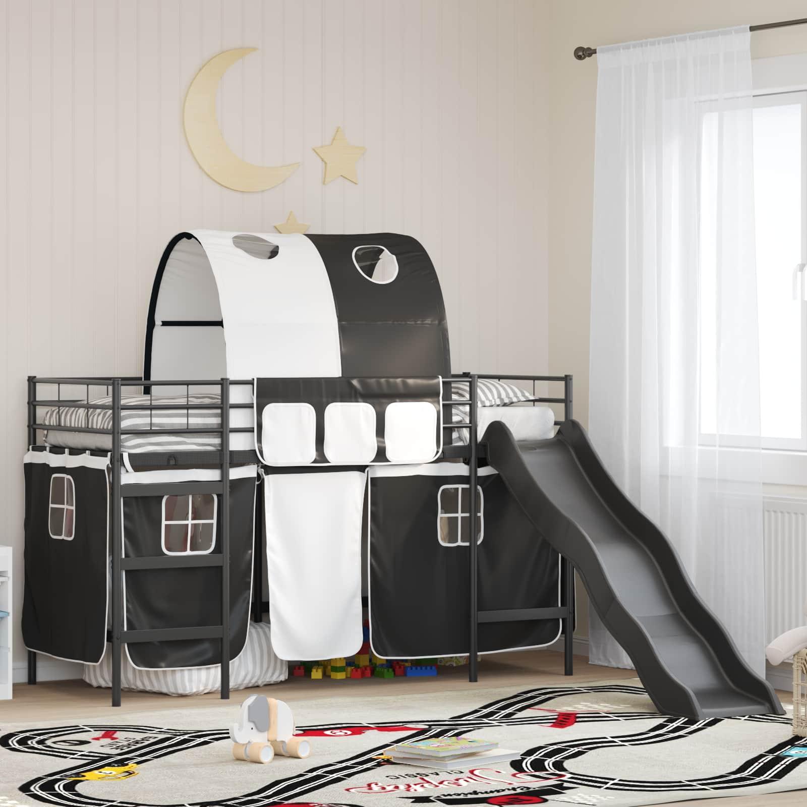 Børns Loft Seng Ramme Metal - Sort / 90 x 190 cm