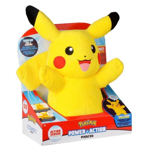 Pokémon Power Action Pikachu – interaktiv plysbamse, 25 cm
